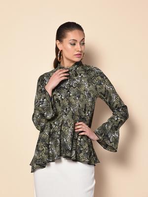 snake print ruffle top - 16157860 - Standard Image - 3
