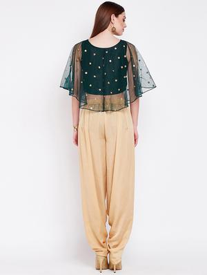 Sequined cape style top with dhoti set - 16157987 - Standard Image - 3
