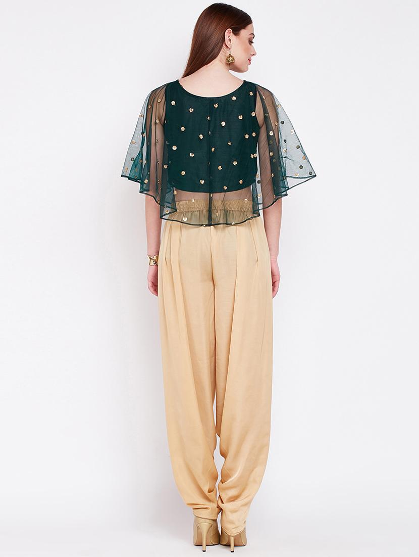 Sequined cape style top with dhoti set - 16157987 - Zoom Image - 3