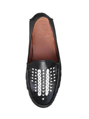 black leatherette slip on loafers - 16158012 - Standard Image - 3