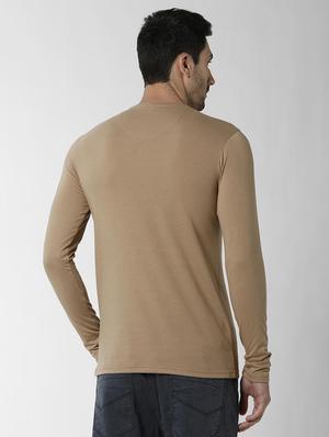 brown solid tshirt - 16158159 - Standard Image - 3