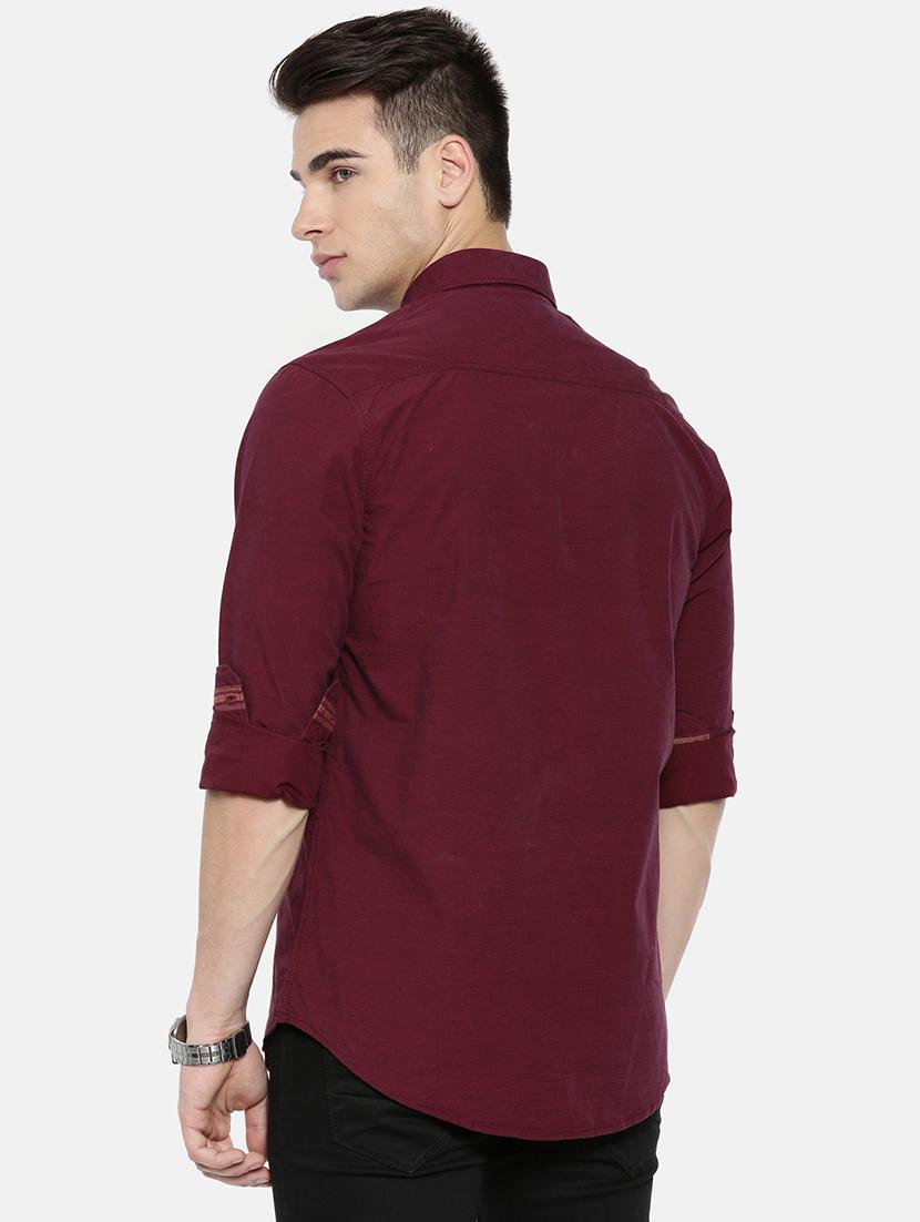 maroon striped casual shirt - 16158266 - Zoom Image - 3