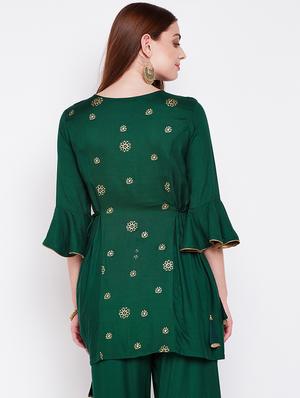 Block print a-line kurti - 16158344 - Standard Image - 3