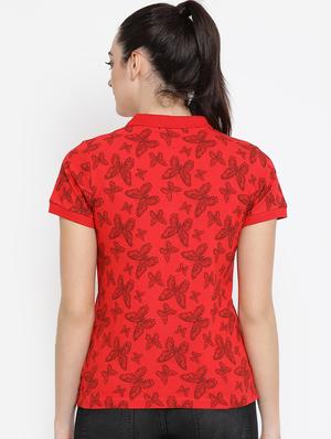 polo neck butterfly printed top - 16158976 - Standard Image - 3