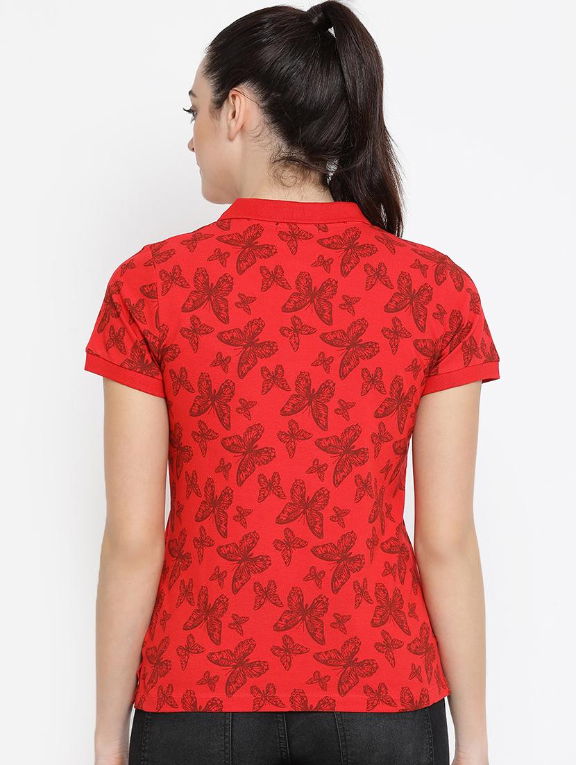 polo neck butterfly printed top - 16158976 - Zoom Image - 3