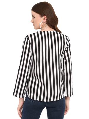 curved hem pleat detail striped top - 16159228 - Standard Image - 3
