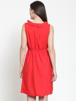 ruffle trim drawstring a-line dress - 16159282 - Standard Image - 3