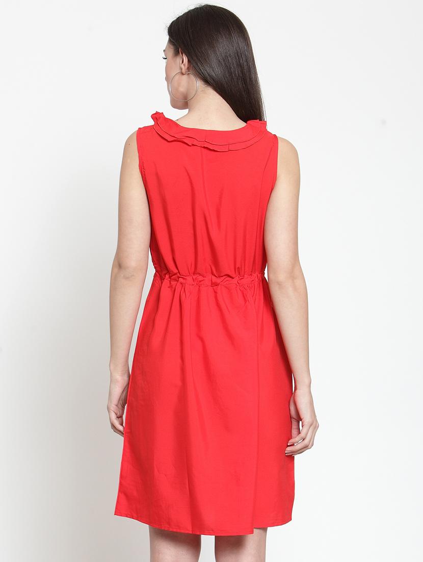 ruffle trim drawstring a-line dress - 16159282 - Zoom Image - 3
