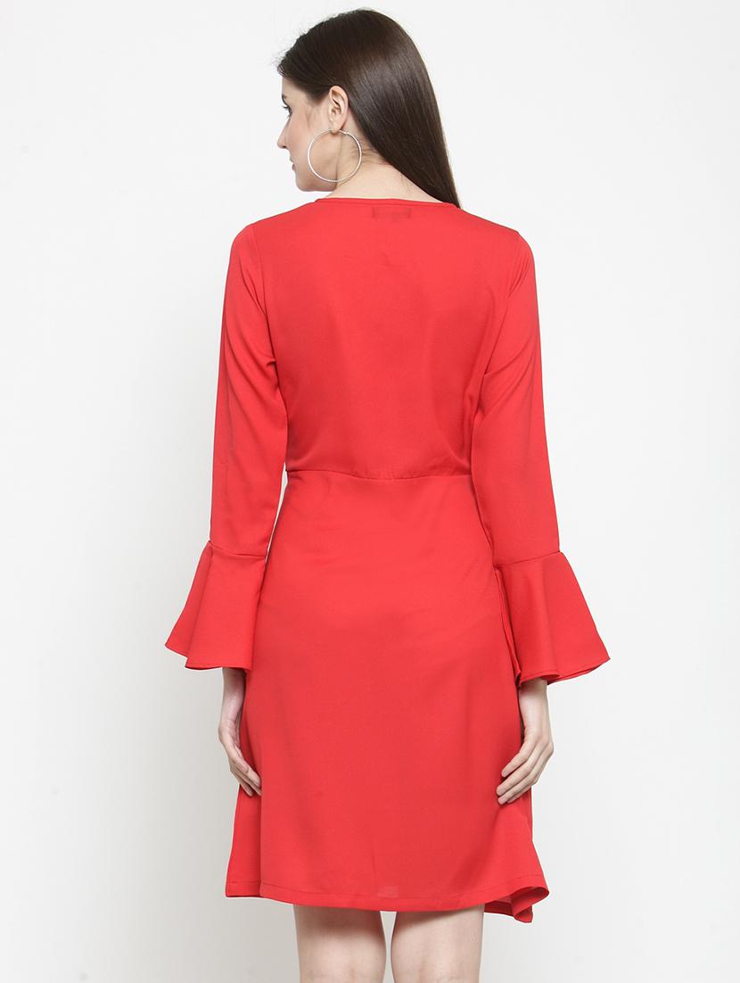 keyhole neck bell sleeved a-line dress - 16159284 - Zoom Image - 3