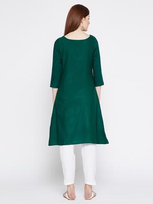 Solid a-line kurta - 16159345 - Standard Image - 3