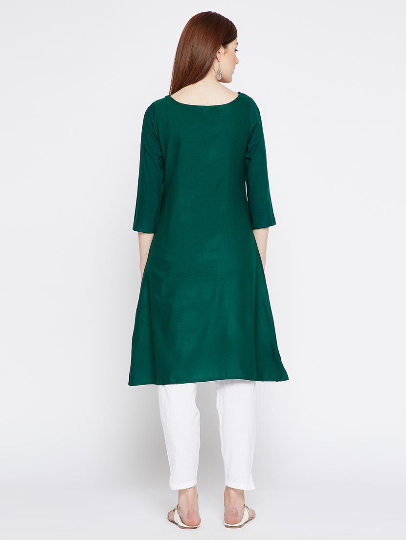 Solid a-line kurta - 16159345 - Zoom Image - 3