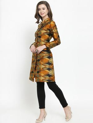 Ikat overlay layered kurta - 16165433 - Standard Image - 3