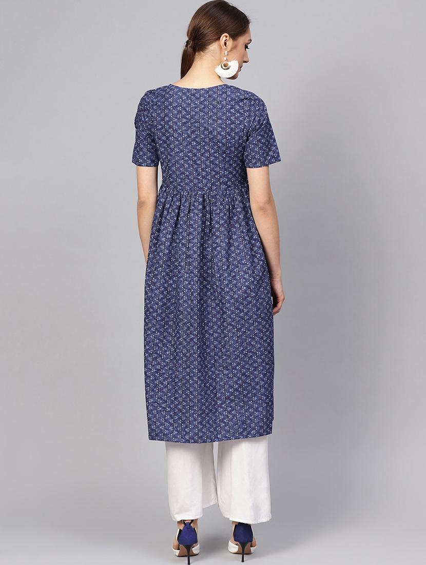 Printed flared kurta with tassels - 16165631 - Zoom Image - 3