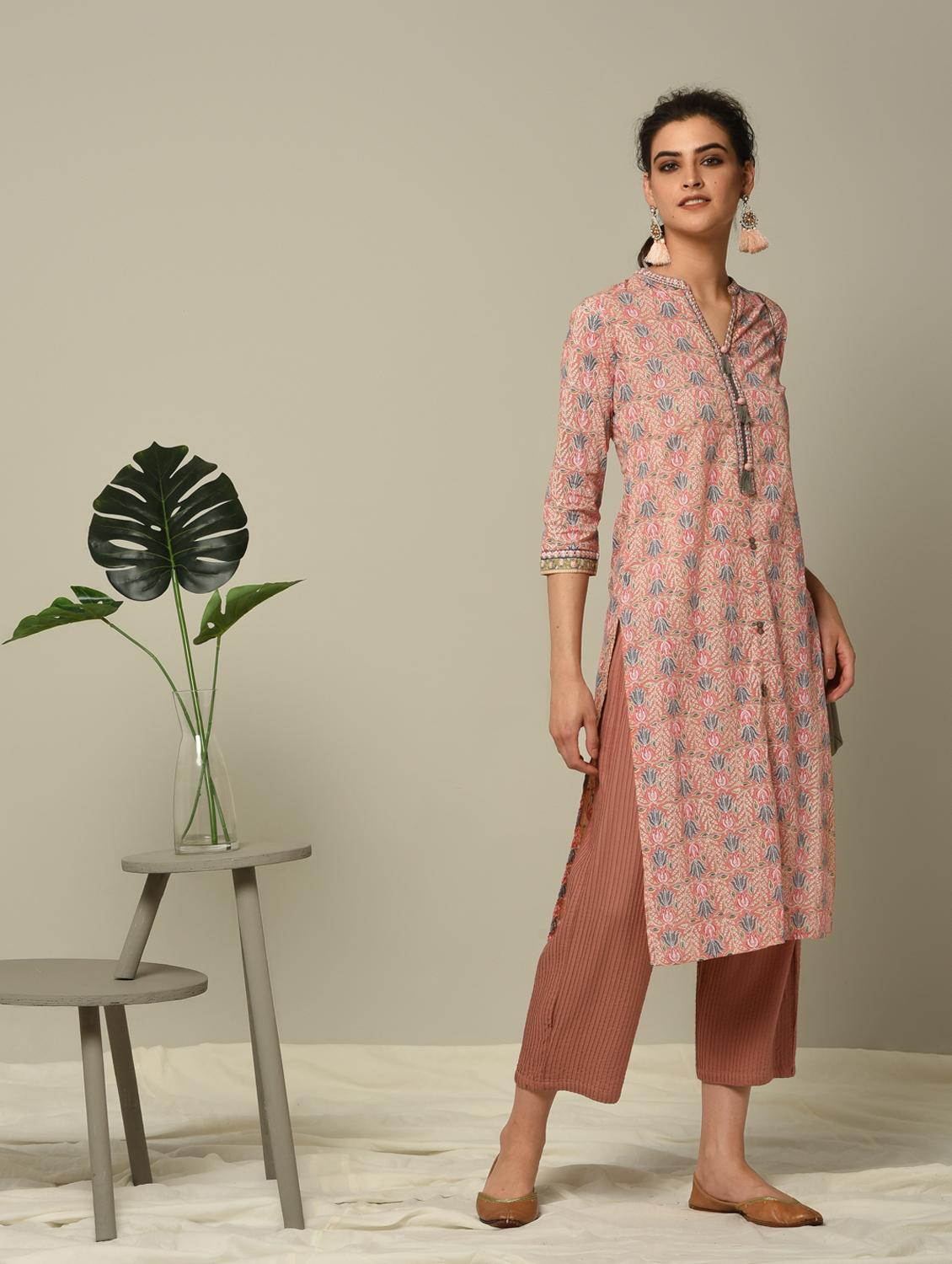 kalamkari printed straight kurta - 16167213 - Zoom Image - 3
