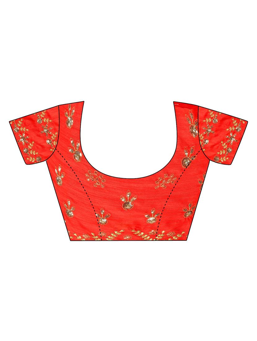 Bordered solid plain saree with blouse - 16169328 - Zoom Image - 3