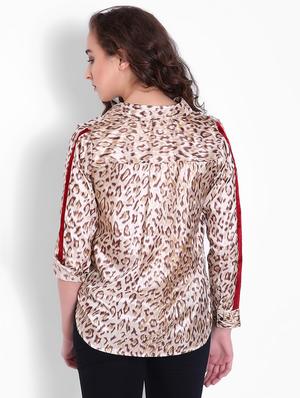side taped animal print shirt - 16169394 - Standard Image - 3
