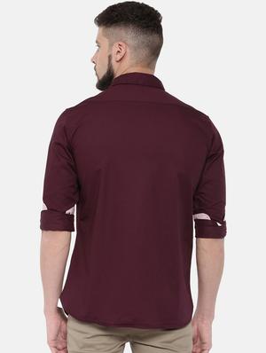 maroon solid casual shirt - 16169525 - Standard Image - 3