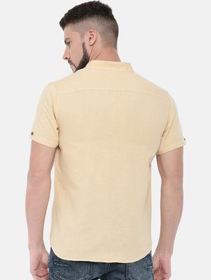 beige solid casual shirt - 16169529 - Standard Image - 3