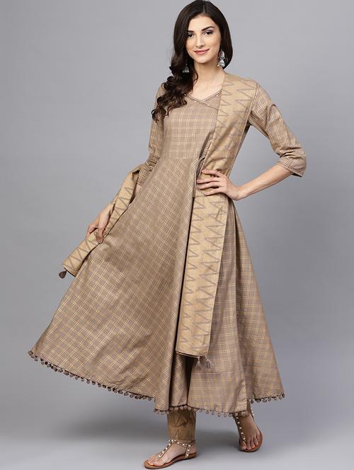 kaantha work angrakha kurta pant with dupatta set - 16170103 - Standard Image - 1