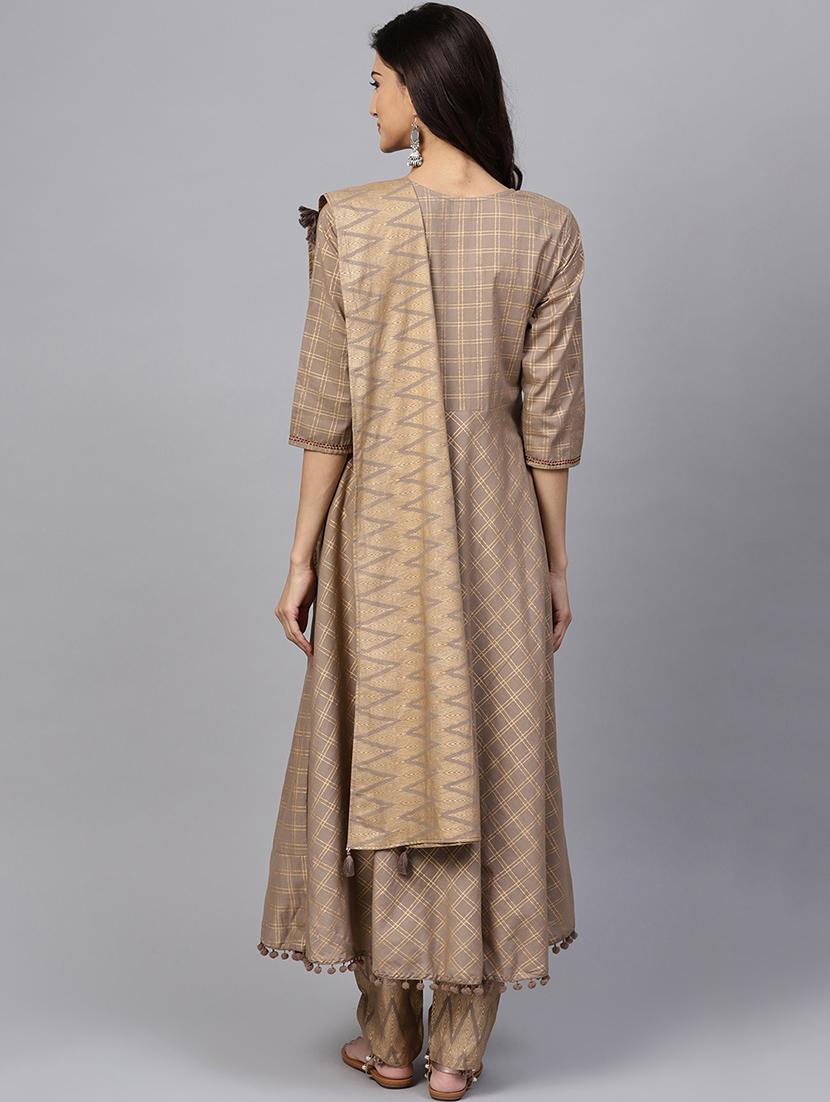 kaantha work angrakha kurta pant with dupatta set - 16170103 - Zoom Image - 3