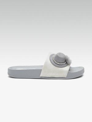 grey slip on flip flops - 16170232 - Standard Image - 3