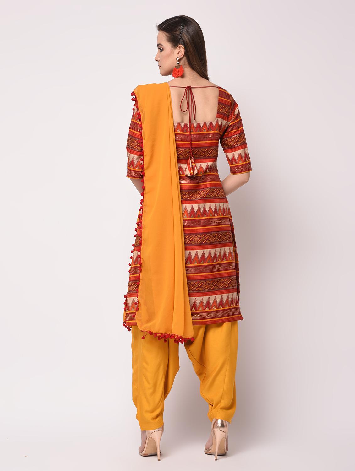 gold printed Kurta Salwar Dupatta Suit Set - 16172905 - Zoom Image - 3