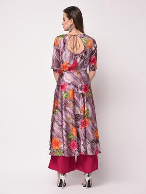 digital floral printed flared kurta - 16172933 - Standard Image - 3