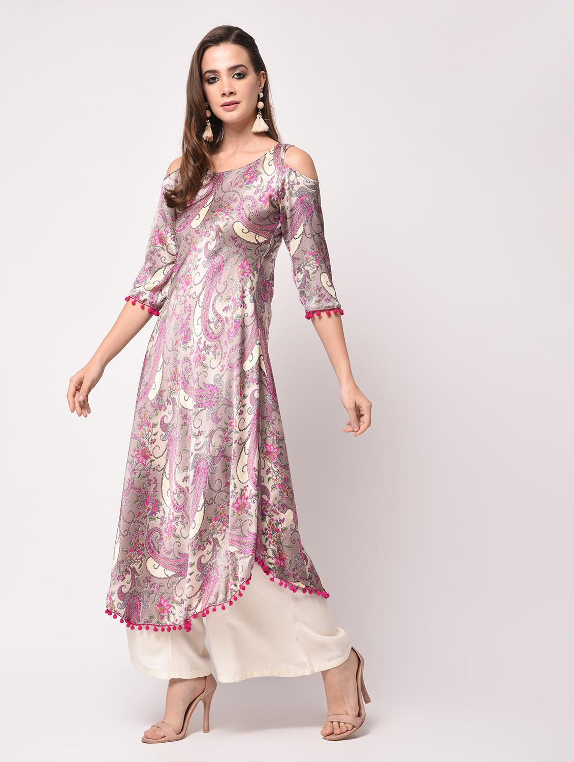 paisley printed flared kurta - 16172935 - Zoom Image - 3