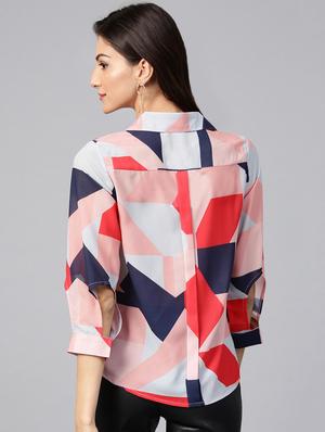 back pleat geometric shirt - 16173103 - Standard Image - 3