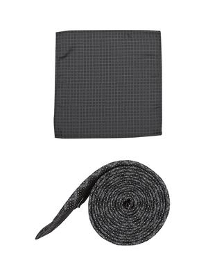 black microfiber tie and pocket square - 16174348 - Standard Image - 3