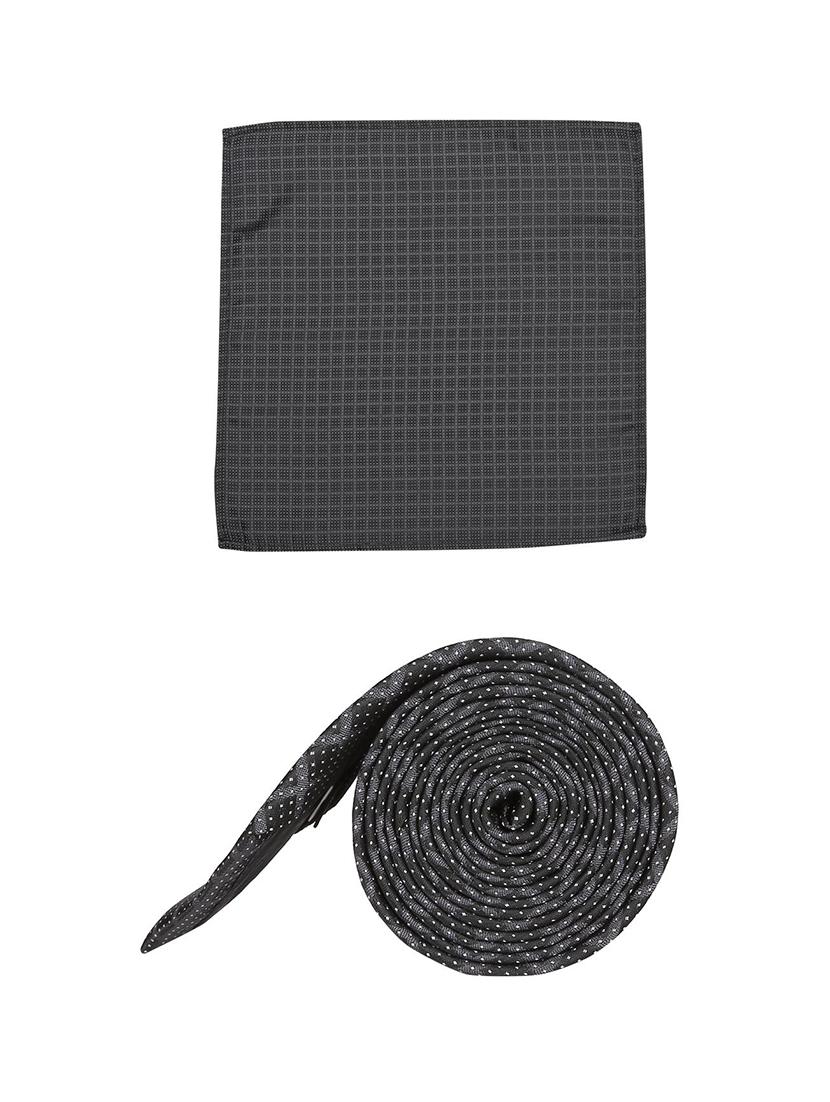 black microfiber tie and pocket square - 16174348 - Zoom Image - 3