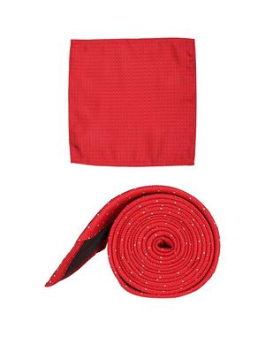 red microfiber tie and pocket square - 16174358 - Standard Image - 3