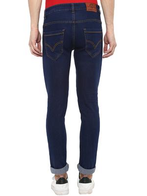 dark blue cotton blend plain jeans - 16174732 - Standard Image - 3