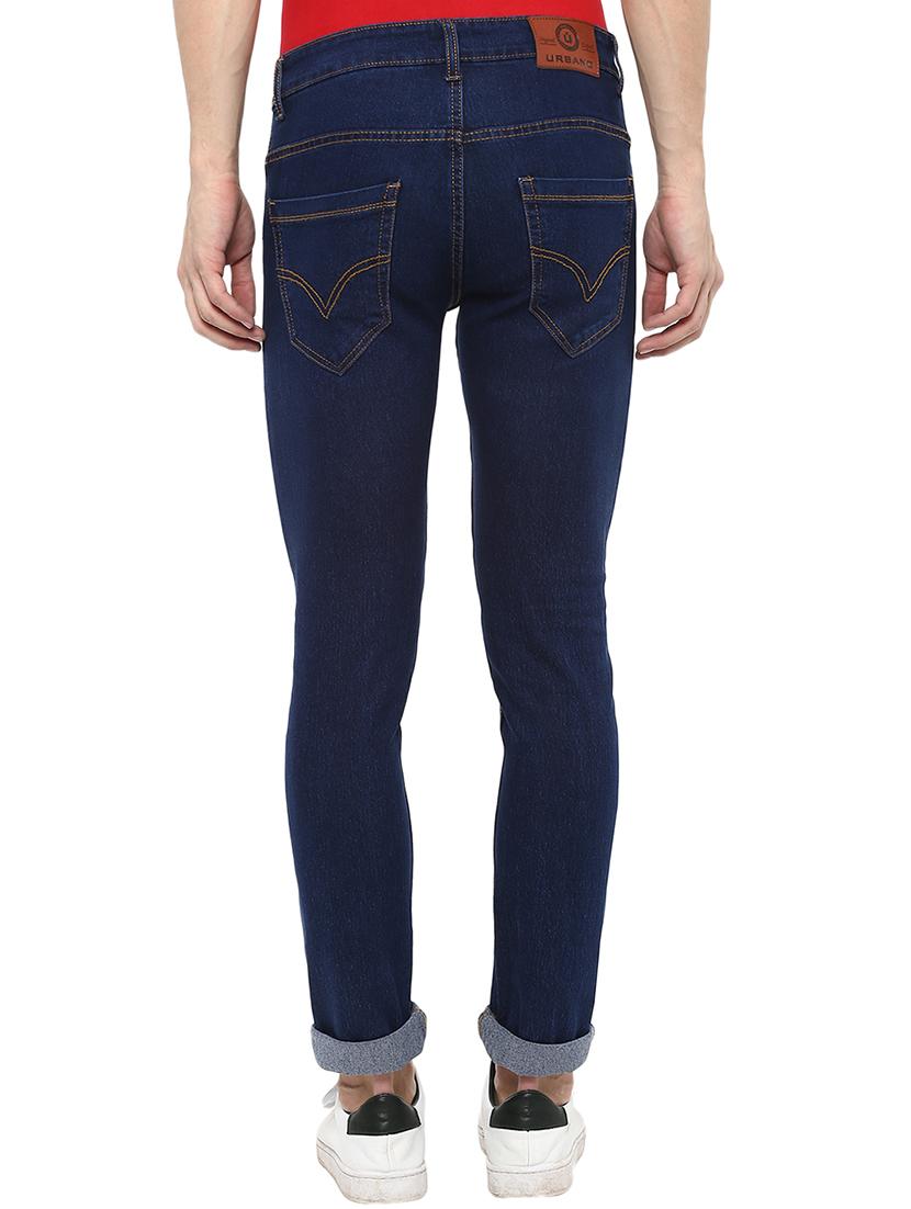 dark blue cotton blend plain jeans - 16174732 - Zoom Image - 3