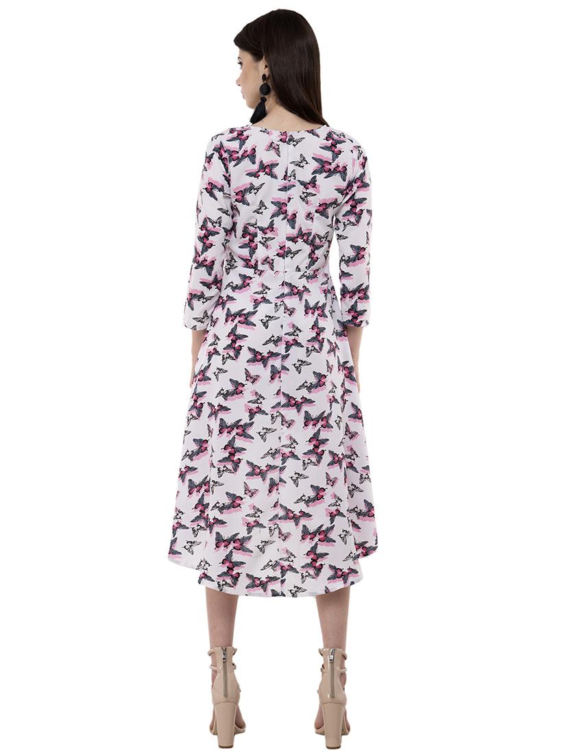 v neck printed asymmetric dress - 16175149 - Zoom Image - 3