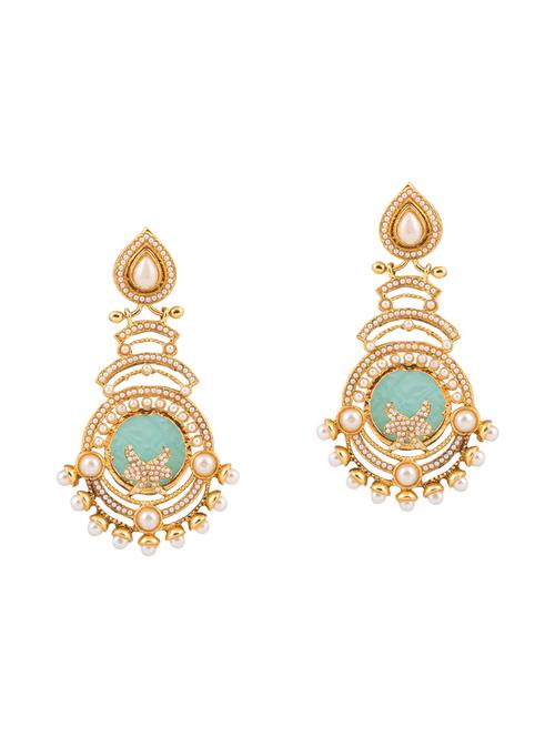 green metal drop earring - 16178695 - Standard Image - 1