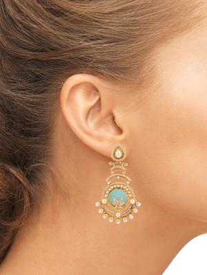 green metal drop earring - 16178695 - Standard Image - 3