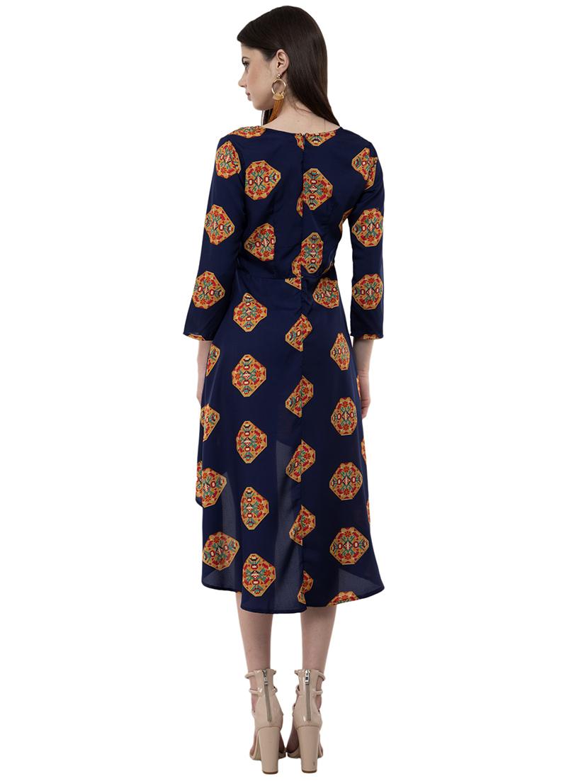 v neck printed asymmetric dress - 16180192 - Zoom Image - 3