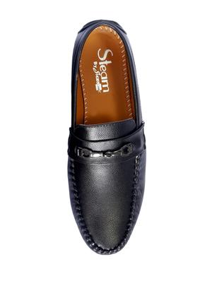 black leatherette slip on loafers - 16183912 - Standard Image - 3