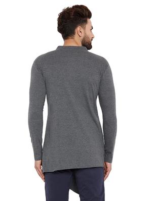 grey solid asymmetric kurta - 16184113 - Standard Image - 3