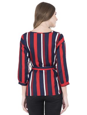 tie front striped top - 16185148 - Standard Image - 3