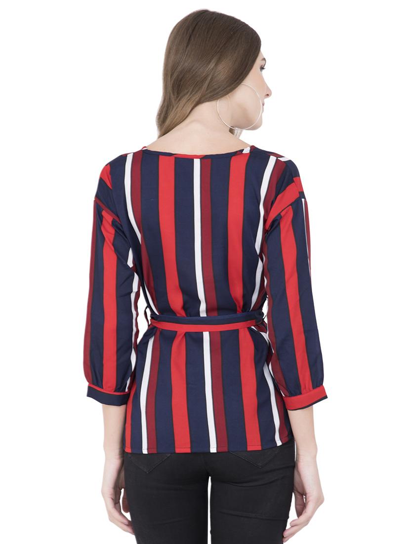 tie front striped top - 16185148 - Zoom Image - 3