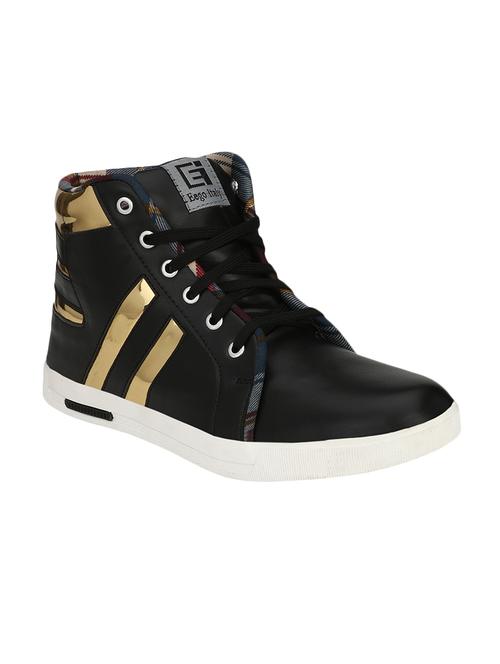 black leatherette lace up sneakers - 16185340 - Standard Image - 1