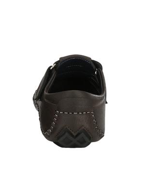 brown leatherette back strap sandals - 16185359 - Standard Image - 3