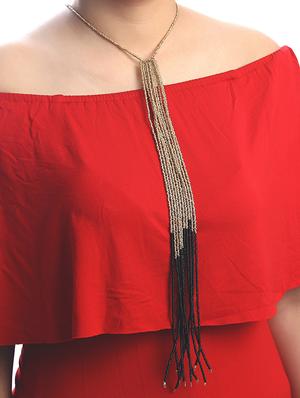 gold metal statement necklace - 16185807 - Standard Image - 3