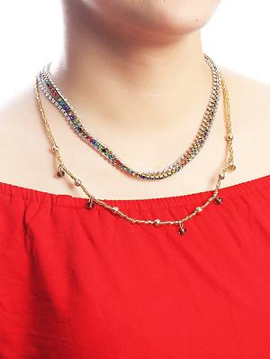 multi colored metal statement necklace - 16185809 - Standard Image - 3