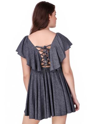 v neckline fit & flare dress - 16187380 - Standard Image - 3