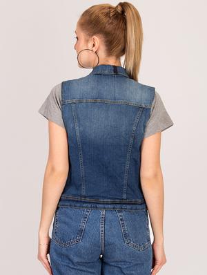 sleeveless button up denim jacket - 16187389 - Standard Image - 3