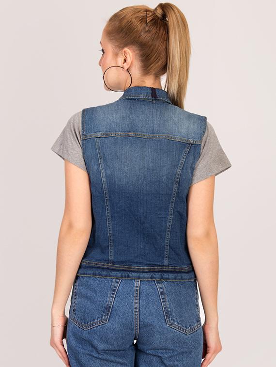 sleeveless button up denim jacket - 16187389 - Zoom Image - 3