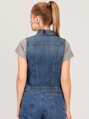 sleeveless button up denim jacket - 16187391 - Standard Image - 3